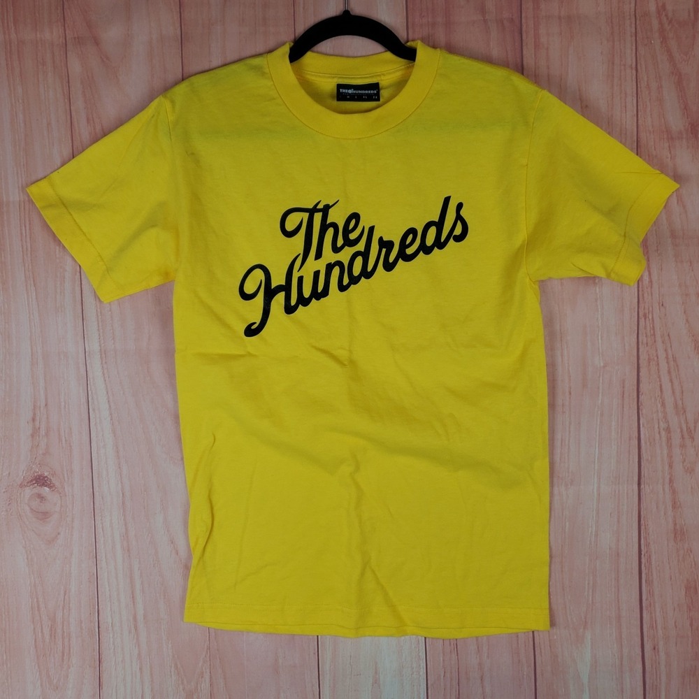 The Hundreds T Shirt Mens Small Radish Yellow Cotton Spellout Logo Casual‎ Wear